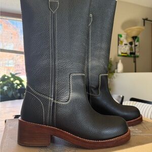 Free People “Blaze Pull On” Black Leather Women's Boots